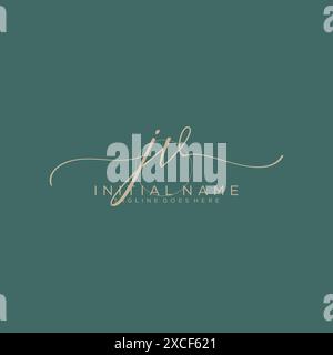 JV Initial handwriting with circle template Stock Vector