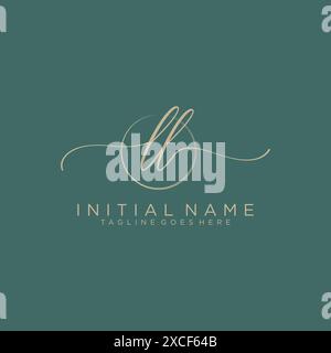 LL Initial handwriting with circle template Stock Vector