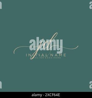 JD Initial handwriting with circle template Stock Vector
