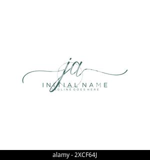 JA Initial handwriting with circle template Stock Vector