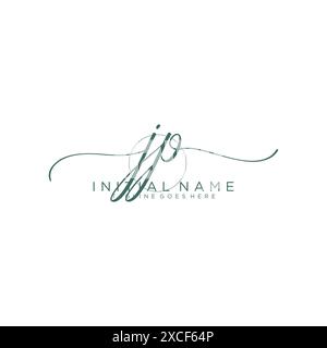 JP Initial handwriting with circle template Stock Vector