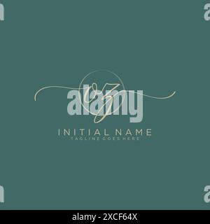OZ Initial handwriting with circle template Stock Vector