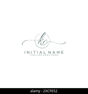 KC Initial handwriting with circle template Stock Vector