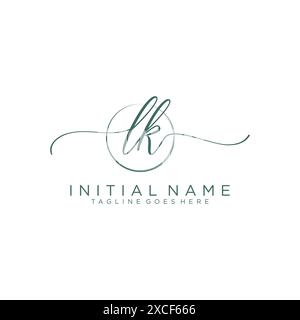 LK Initial handwriting with circle template Stock Vector