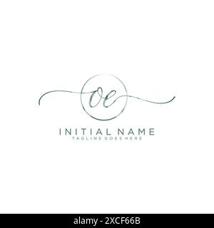 OE Initial handwriting with circle template Stock Vector