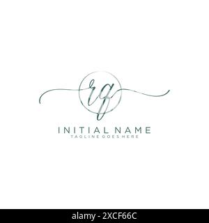 RQ Initial handwriting with circle template Stock Vector