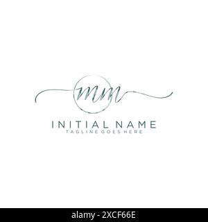 MM Initial handwriting with circle template Stock Vector