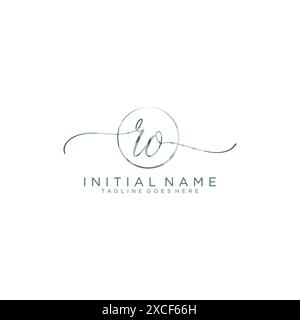 RO Initial handwriting with circle template Stock Vector