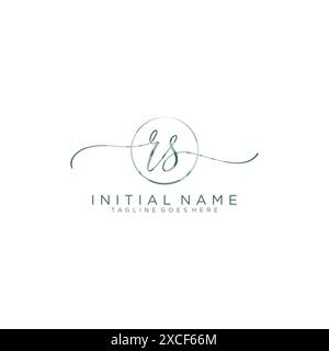 RS Initial handwriting with circle template Stock Vector