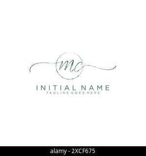 MC Initial handwriting with circle template Stock Vector