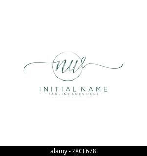 NW Initial handwriting with circle template Stock Vector