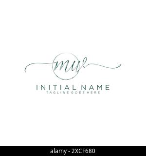 MW Initial handwriting with circle template Stock Vector