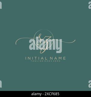SZ Initial handwriting with circle template Stock Vector