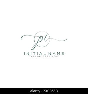 PI Initial handwriting with circle template Stock Vector