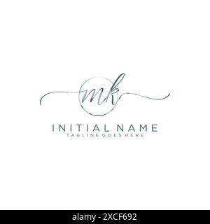 MK Initial handwriting with circle template Stock Vector