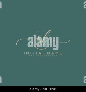 SL Initial handwriting with circle template Stock Vector