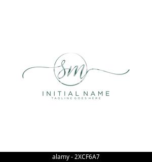 SM Initial handwriting with circle template Stock Vector