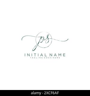 PS Initial handwriting with circle template Stock Vector
