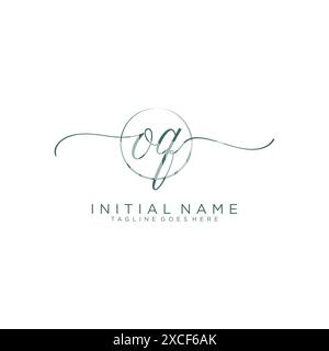 OQ Initial handwriting with circle template Stock Vector