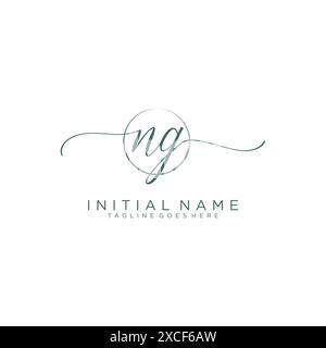 NG Initial handwriting with circle template Stock Vector