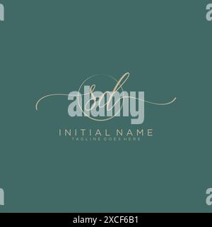 SD Initial handwriting with circle template Stock Vector