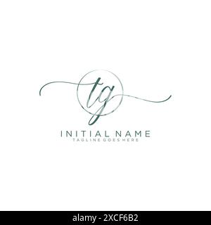 TG Initial handwriting with circle template Stock Vector