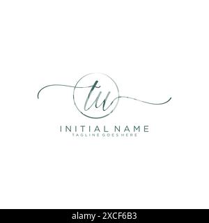 TU Initial handwriting with circle template Stock Vector