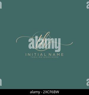 TH Initial handwriting with circle template Stock Vector