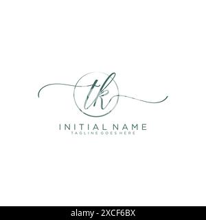 TK Initial handwriting with circle template Stock Vector