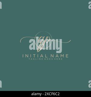 QP Initial handwriting with circle template Stock Vector