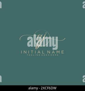 QJ Initial handwriting with circle template Stock Vector