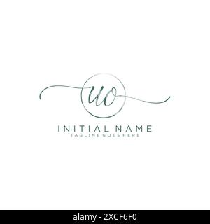 UO Initial handwriting with circle template Stock Vector