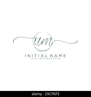 UM Initial handwriting with circle template Stock Vector