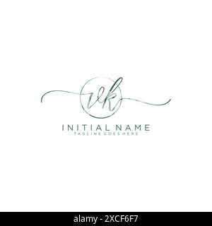 VK Initial handwriting with circle template Stock Vector