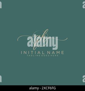 QH Initial handwriting with circle template Stock Vector