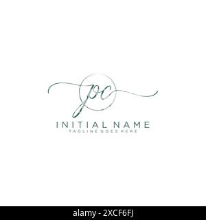 PC Initial handwriting with circle template Stock Vector