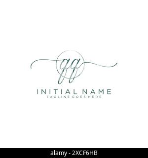 QQ Initial handwriting with circle template Stock Vector