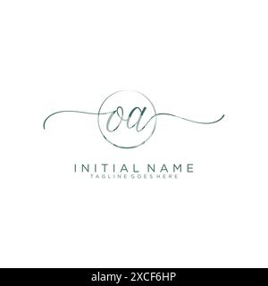 OA Initial handwriting with circle template Stock Vector