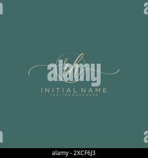 RH Initial handwriting with circle template Stock Vector