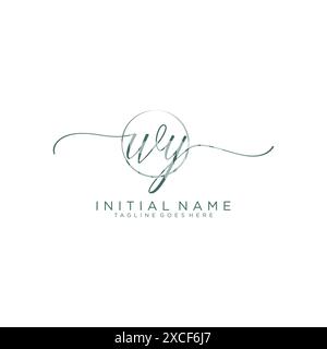 WY Initial handwriting with circle template Stock Vector