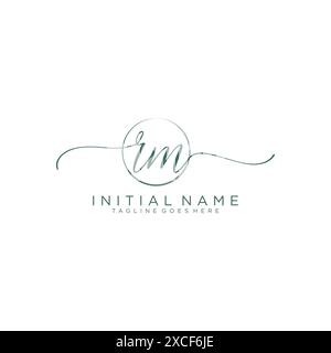 RM Initial handwriting with circle template Stock Vector