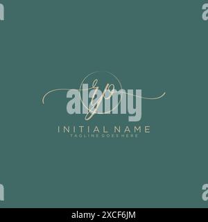 RP Initial handwriting with circle template Stock Vector