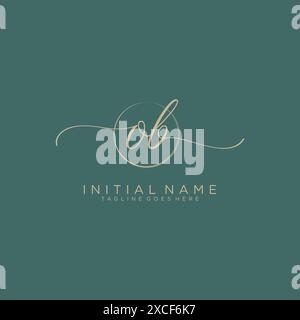OB Initial handwriting with circle template Stock Vector