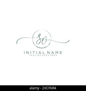 SO Initial handwriting with circle template Stock Vector