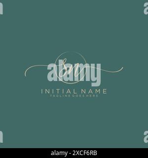 SN Initial handwriting with circle template Stock Vector