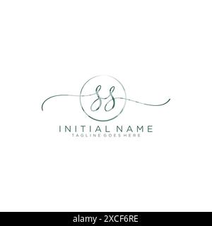 SS Initial handwriting with circle template Stock Vector