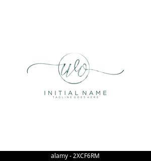 WO Initial handwriting with circle template Stock Vector