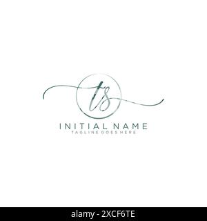 TS Initial handwriting with circle template Stock Vector