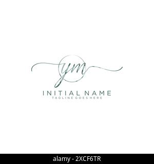 YM Initial handwriting with circle template Stock Vector
