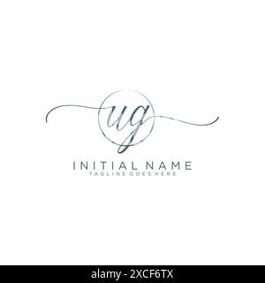 UG Initial handwriting with circle template Stock Vector
